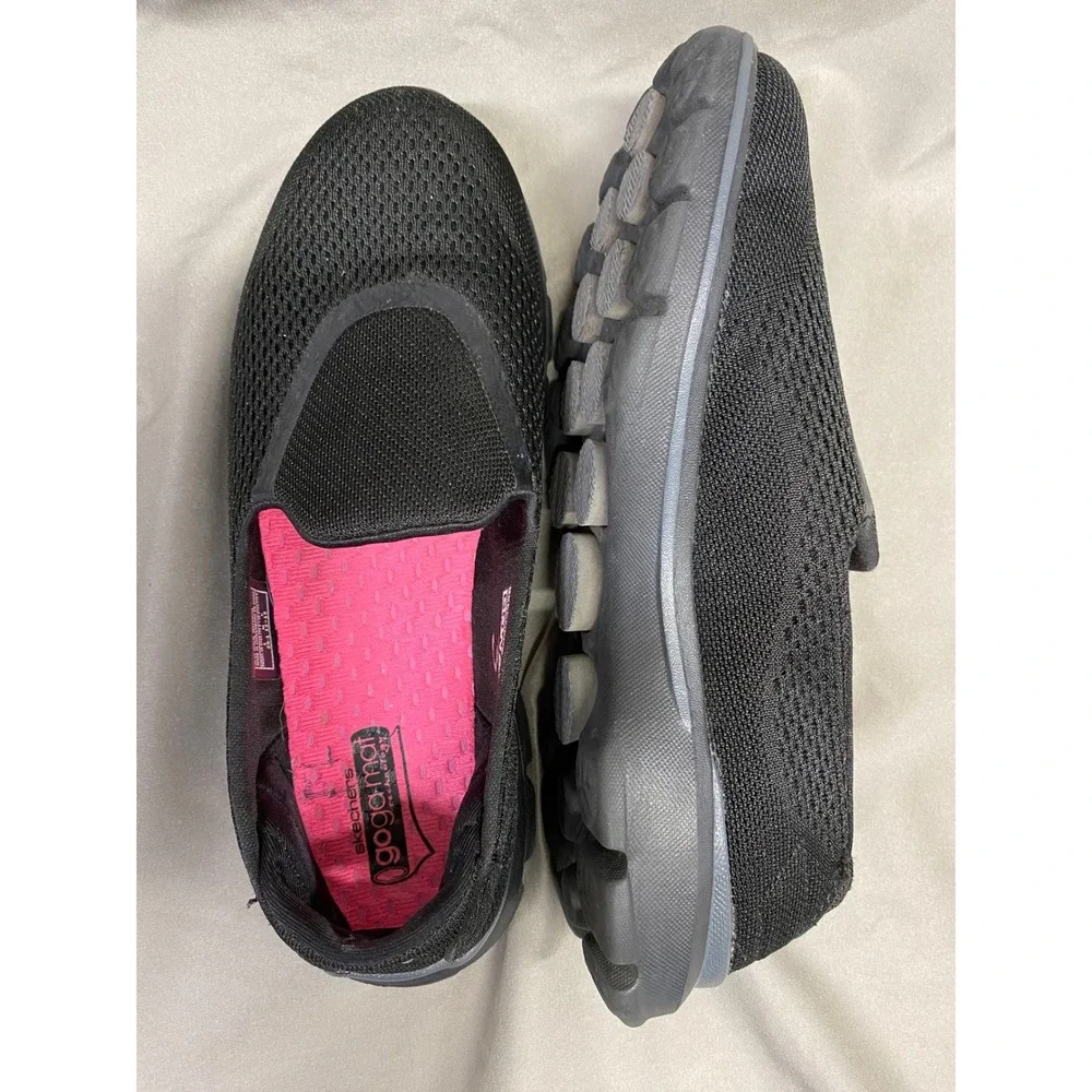 Skechers Go Walk 3 Black Mesh Slip On Goga Mat Women's Shoes Size 7.5